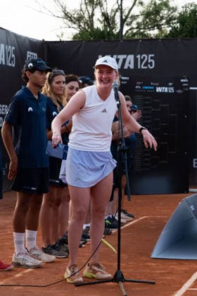 IPA86819896 - Francesca Jones of Great Britain celebrates during the award ceremony for the singles final of the 2026 ATV BANCOMAT Tennis Open at the Circolo Antico Tiro a Volo in Rome, Italy.  Copyright: xMarioxQuartapelle IPAxSportx xx 86819896