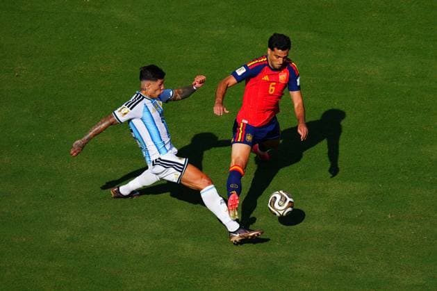Enzo Fernandez of Argentina and Mikel Merino of Spain Spain v Argentina, 2026 FIFA World Cup, WM, Weltmeisterschaft, Fussball Final, Football, New York New Jersey Stadium, East Rutherford, New Jersey, USA - 19 Jul 2026East Rutherford New York New Jersey Stadium New Jersey (NJ) United States of America  Copyright: xJavierxGarcia Shutterstockx 16995474ci