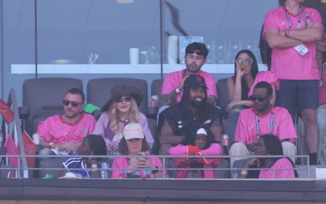 2026 World Cup Final - Madonna In The Stands - USA Madonna and boyfriend, Akeem Morris in the stands during the FIFA World Cup, WM, Weltmeisterschaft, Fussball 2026 final football match between Spain and Argentina on July 19, 2026 in East Rutherford, NJ, USA. Photo by Charles Guerin ABACAPRESS.COM East Rutherford NJ United States  Copyright: xGuerinxCharles ABACAx