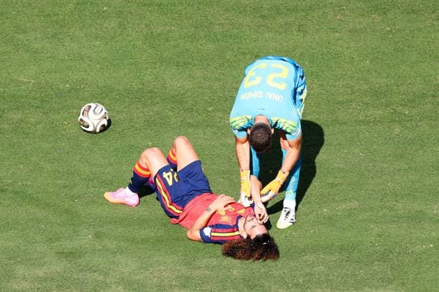 RECORD DATE NOT STATED FIFA World Cup, WM, Weltmeisterschaft, Fussball 2026 - Final - Spain v Argentina Marc Cucurella player of Spain and EUnai Simon goalkeeper of Spainduring the 2026 FIFA World Cup final between Spain and Argentina at New York New Jersey Stadium, in East Rutherford, United States, on Sunday, July 19, 2026.(Foto: Vanessa Carvalho Brazil Photo Press IMAGO) Sports Copyright: xVanessaxCarvalhox