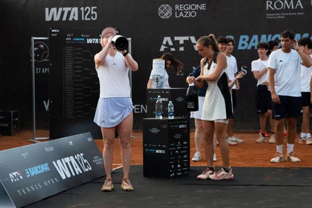 TENNIS - International Tennis Tournament - ATV Bancomat Tennis Open Photo by IPA ABACAPRESS.COM86819888 - Francesca Jones of Great Britain and Lucia Bronzetti of Italy celebrate during the award ceremony for the 2026 ATV BANCOMAT Tennis Open singles final at Circolo Antico Tiro a Volo in Rome, Italy. Rome Italy  Copyright: xIPAxSport ABACAx