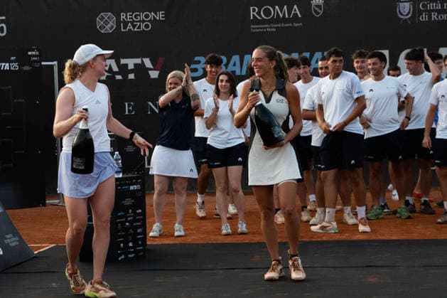 TENNIS - International Tennis Tournament - ATV Bancomat Tennis Open Photo by IPA ABACAPRESS.COM86819894 - Francesca Jones of Great Britain and Lucia Bronzetti of Italy celebrate during the award ceremony for the 2026 ATV BANCOMAT Tennis Open singles final at Circolo Antico Tiro a Volo in Rome, Italy. Rome Italy  Copyright: xIPAxSport ABACAx