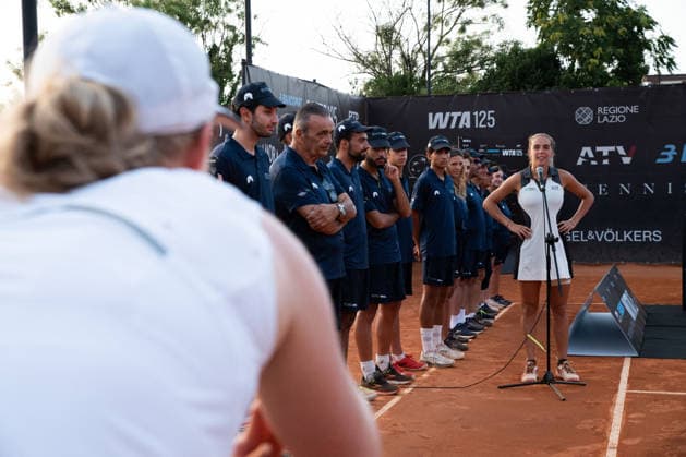 TENNIS - International Tennis Tournament - ATV Bancomat Tennis Open Photo by IPA ABACAPRESS.COM86819891 - Lucia Bronzetti of Italy celebrates during the award ceremony for the singles final of the 2026 ATV BANCOMAT Tennis Open at the Circolo Antico Tiro a Volo in Rome, Italy. Rome Italy  Copyright: xIPAxSport ABACAx