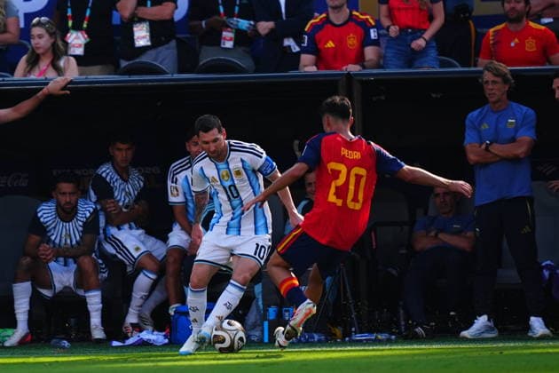 Spain v Argentina - FIFA World Cup, WM, Weltmeisterschaft, Fussball 2026 - Final EAST RUTHERFORD, NEW JERSEY - JULY 19: Lionel Messi (10) of Argentina in action during the FIFA World Cup 2026 Final match between Spain and Argentina at New York New Jersey Stadium in East Rutherford, New Jersey, USA on July 19, 2026. Evrim Aydin Anadolu New Jersey United States. Editorial use only. Please get in touch for any other usage.  Copyright: x2026xAnadoluxEvrimxAydinx