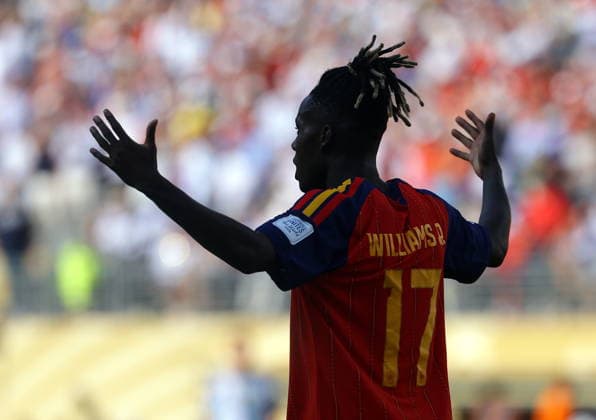 FIFA World Cup, WM, Weltmeisterschaft, Fussball 2026 final - Spain vs Argentina Nico Williams of Spain reacts after a goal which was disallowed by the referee during the FIFA World Cup 2026 final match Spain against Argentina, in New Jersey, USA, 19 July 2026. EAST RUTHERFORD United States  Copyright: xCHRISTOPHERxNEUNDORFx