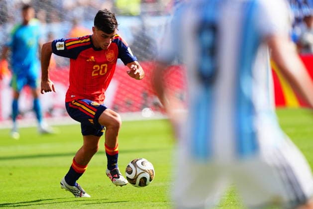 Spain v Argentina - FIFA World Cup, WM, Weltmeisterschaft, Fussball 2026 - Final EAST RUTHERFORD, NEW JERSEY - JULY 19: Pedri of Spain in action during the FIFA World Cup 2026 Final match between Spain and Argentina at New York New Jersey Stadium in East Rutherford, New Jersey, USA on July 19, 2026. Evrim Aydin Anadolu New Jersey United States. Editorial use only. Please get in touch for any other usage.  Copyright: x2026xAnadoluxEvrimxAydinx