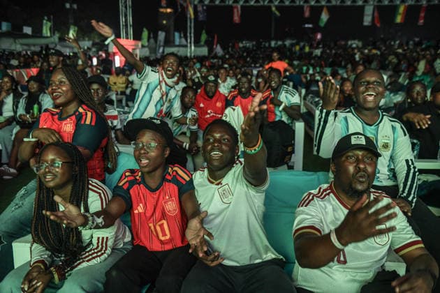 Supporters follow FIFA World Cup, WM, Weltmeisterschaft, Fussball 2026 final in Kenya NAIROBI, KENYA - JULY 19: Hundreds of football fans gather at an event venue to watch the FIFA World Cup 2026 final between Spain and Argentina on a giant screen in Nairobi, Kenya, on July 19, 2026. Gerald Anderson Anadolu Nairobi Kenya. Editorial use only. Please get in touch for any other usage.  Copyright: x2026xAnadoluxGeraldxAndersonx