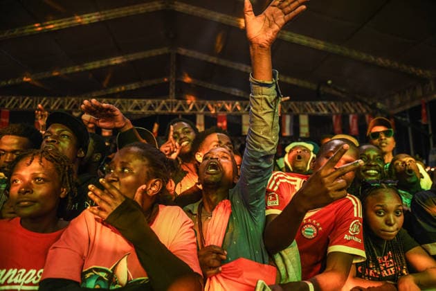 Supporters follow FIFA World Cup, WM, Weltmeisterschaft, Fussball 2026 final in Kenya NAIROBI, KENYA - JULY 19: Hundreds of football fans gather at an event venue to watch the FIFA World Cup 2026 final between Spain and Argentina on a giant screen in Nairobi, Kenya, on July 19, 2026. Gerald Anderson Anadolu Nairobi Kenya. Editorial use only. Please get in touch for any other usage.  Copyright: x2026xAnadoluxGeraldxAndersonx