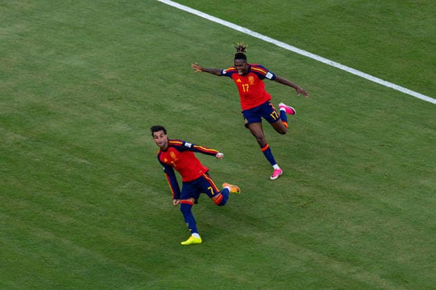 Football - FIFA World Cup, WM, Weltmeisterschaft, Fussball 2026 - Final - Spain v Argentina NEW JERSEY, USA - Sunday, July 19, 2026: Spain s Ferran Torres celebrates after scoring the first goal during the FIFA World Cup Final 2026 between Spain and Argentina at the Met Life Stadium. (Photo by David Rawcliffe Propaganda) EAST RUTHERFORD Met Life Stadium NEW JERSEY UNITED STATES OF AMERICA  Copyright: xDavidxRawcliffex P2026-07-19-Spain_Argentina-129