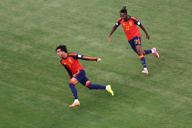Ferran Torres celebrates scoring for Spain Spain v Argentina, 2026 FIFA World Cup, WM, Weltmeisterschaft, Fussball Final, Football, New York New Jersey Stadium, East Rutherford, New Jersey, USA - 19 Jul 2026East Rutherford New York New Jersey Stadium New Jersey (NJ) United States of America  Copyright: xMichaelxZemanek Shutterstockx 16995475cs