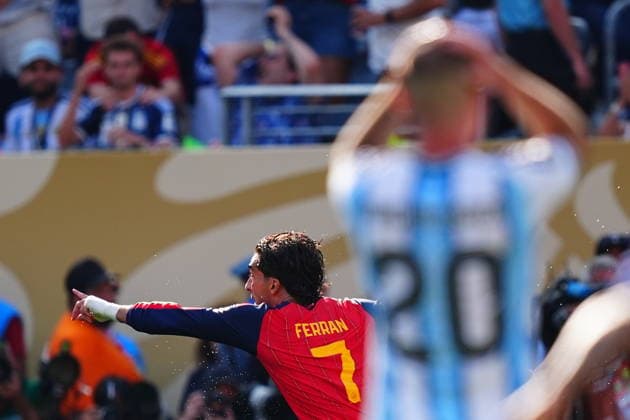 Spain v Argentina - FIFA World Cup, WM, Weltmeisterschaft, Fussball 2026 - Final EAST RUTHERFORD, NEW JERSEY - JULY 19: Ferran Torres of Spain celebrates after scoring a goal during the FIFA World Cup 2026 Final match between Spain and Argentina at New York New Jersey Stadium in East Rutherford, New Jersey, USA on July 19, 2026. Evrim Aydin Anadolu New Jersey United States. Editorial use only. Please get in touch for any other usage.  Copyright: x2026xAnadoluxEvrimxAydinx