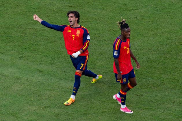 Football - FIFA World Cup, WM, Weltmeisterschaft, Fussball 2026 - Final - Spain v Argentina NEW JERSEY, USA - Sunday, July 19, 2026: Spain s Ferran Torres celebrates after scoring the first goal during the FIFA World Cup Final 2026 between Spain and Argentina at the Met Life Stadium. (Photo by David Rawcliffe Propaganda) EAST RUTHERFORD Met Life Stadium NEW JERSEY UNITED STATES OF AMERICA  Copyright: xDavidxRawcliffex P2026-07-19-Spain_Argentina-144