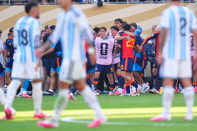Spain v Argentina - FIFA World Cup, WM, Weltmeisterschaft, Fussball 2026 - Final EAST RUTHERFORD, NEW JERSEY - JULY 19: Ferran Torres (7) of Spain celebrates after scoring his team s first goal during the FIFA World Cup 2026 Final match between Spain and Argentina at New York New Jersey Stadium in East Rutherford, New Jersey, USA on July 19, 2026. Evrim Aydin Anadolu New Jersey United States. Editorial use only. Please get in touch for any other usage.  Copyright: x2026xAnadoluxEvrimxAydinx