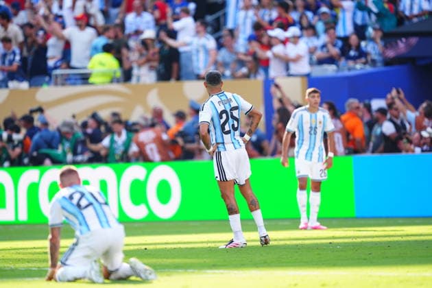 Spain v Argentina - FIFA World Cup, WM, Weltmeisterschaft, Fussball 2026 - Final EAST RUTHERFORD, NEW JERSEY - JULY 19: Players of Argentina react after conceding a goal during the FIFA World Cup 2026 Final match between Spain and Argentina at New York New Jersey Stadium in East Rutherford, New Jersey, USA on July 19, 2026. Evrim Aydin Anadolu New Jersey United States. Editorial use only. Please get in touch for any other usage.  Copyright: x2026xAnadoluxEvrimxAydinx