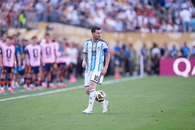Spain v Argentina - FIFA World Cup, WM, Weltmeisterschaft, Fussball 2026 - Final EAST RUTHERFORD, NEW JERSEY - JULY 19: Lionel Messi of Argentina runs with the ball during the FIFA World Cup 2026 Final match between Spain and Argentina at New York New Jersey Stadium in East Rutherford, New Jersey, USA on July 19, 2026. Jose Hernandez Anadolu New Jersey United States. Editorial use only. Please get in touch for any other usage.  Copyright: x2026xAnadoluxJosexHernandezx