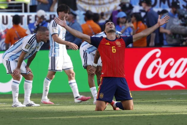 FIFA World Cup, WM, Weltmeisterschaft, Fussball 2026 final - Spain vs Argentina Mikel Merino of Spain celebrates their victory in the FIFA World Cup 2026 final match Spain against Argentina, in New Jersey, USA, 19 July 2026. EAST RUTHERFORD United States  Copyright: xSHAWNxTHEWx