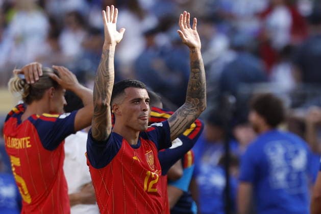 FIFA World Cup, WM, Weltmeisterschaft, Fussball 2026 final - Spain vs Argentina Pedro Porro of Spain celebrates their victory in the FIFA World Cup 2026 final match Spain against Argentina, in New Jersey, USA, 19 July 2026. EAST RUTHERFORD United States  Copyright: xSHAWNxTHEWx