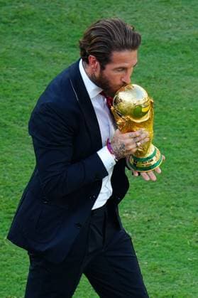 Sergio Ramos carries the World Cup trophy onto the pitch after the match Spain v Argentina, 2026 FIFA World Cup, WM, Weltmeisterschaft, Fussball Final, Football, New York New Jersey Stadium, East Rutherford, New Jersey, USA - 19 Jul 2026East Rutherford New York New Jersey Stadium New Jersey (NJ) United States of America  Copyright: xJavierxGarcia Shutterstockx 16995474eu
