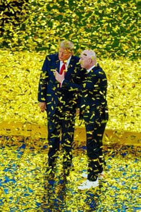FIFA President Gianni Infantino and US President Donald Trump after the trophy presentation Spain v Argentina, 2026 FIFA World Cup, WM, Weltmeisterschaft, Fussball Final, Football, New York New Jersey Stadium, East Rutherford, New Jersey, USA - 19 Jul 2026East Rutherford New York New Jersey Stadium New Jersey (NJ) United States of America  Copyright: xJavierxGarcia Shutterstockx 16995474fl