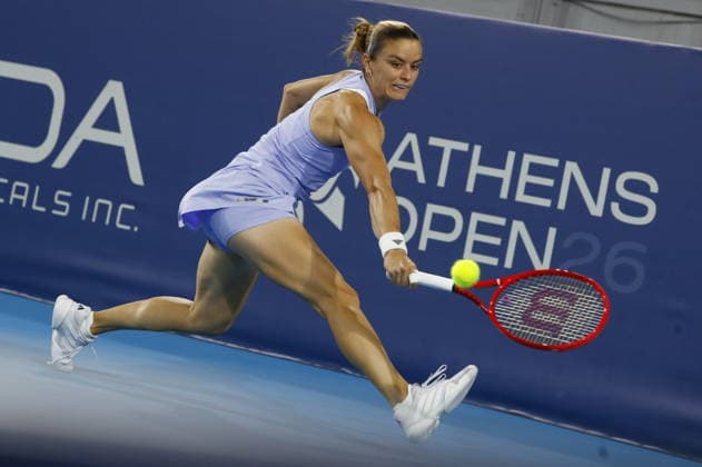 WTA, Tennis Damen 250 Vanda Pharmaceuticals Athens Open Final - Maria Sakkari in action against Barbora Krejcikova during the finals of the Vanda Pharmaceuticals Athens Open 2026. Maria Sakkari was defeated by Barbora Krejcikova by 2-0 sets, at Stadion sports centre. in Athens, Greece 20 July 2026.. IMAGO ONE INCH PRODUCTIONS ATHENS Greece Copyright: xONExINCHxPRODUCTIONSx 7036389