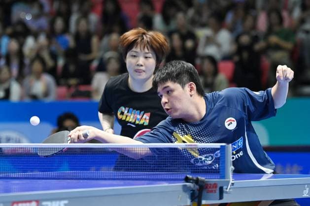 CHANGSHA, CHINA - JULY 19: Lin Shidong and Kuai Man compete against Yuan Licen and Wang Yidi in the Mixed Doubles Final match on day 7 of 2026 China National Table tennis, Tischtennis Championships on July 19, 2026 in Changsha, Hunan Province of China.  Copyright: xChinaxNewsxServicex 111655251543