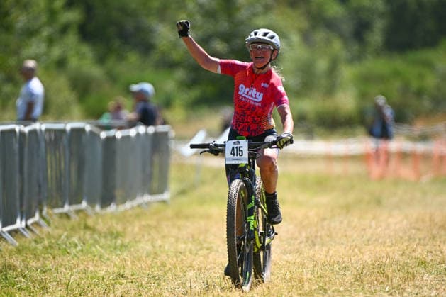 2026 Lloyds National MTB XCO Championships Picture by Olly Hassell SWpix.com - 19 07 2026 - Cycling - British Cycling National Championships - 2026 Lloyds National MTB XCO Championships - Forest of Ae, Dumfries & Galloway, Scotland - Master 60 Female - Carolyn Speirs (Grity Race Team) wins Copyright: x xSWpix.comx(t axPhotographyxHubxLtd)xOllyxHassell SWpix.comx SWP-3030-15423