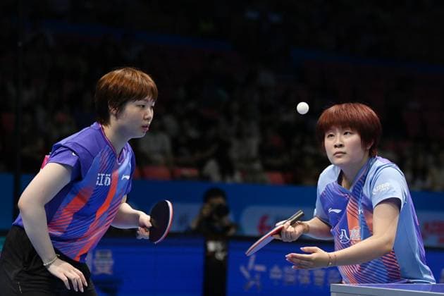 CHANGSHA, CHINA - JULY 19: Qin Yuxuan and Kuai Man compete against Wang Xiaonan and Li Yihui in the Women s Doubles Final match on day 7 of 2026 China National Table tennis, Tischtennis Championships on July 19, 2026 in Changsha, Hunan Province of China.  Copyright: xChinaxNewsxServicex 111655251521