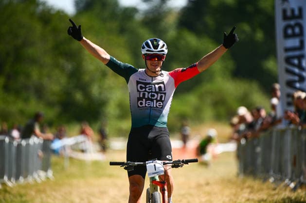 2026 Lloyds National MTB XCO Championships Picture by Olly Hassell SWpix.com - 19 07 2026 - Cycling - British Cycling National Championships - 2026 Lloyds National MTB XCO Championships - Forest of Ae, Dumfries & Galloway, Scotland - Senior Open - Charlie Aldridge (Cannondale Factory Racing) wins Copyright: x xSWpix.comx(t axPhotographyxHubxLtd)xOllyxHassell SWpix.comx SWP-3030-15490