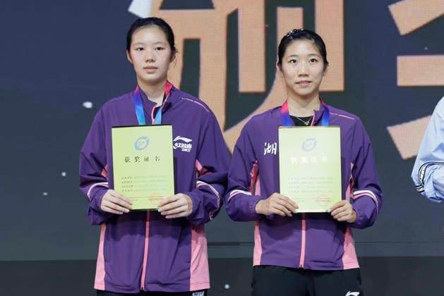 BEIJING, CHINA - JULY 19: Runners-up Wang Xiaonan and Li Yihui pose for a photo during the awarding ceremony following the Women s Doubles Final match on day 7 of 2026 China National Table tennis, Tischtennis Championships on July 19, 2026 in Changsha, Hunan Province of China.  Copyright: xVCGx 111655238798