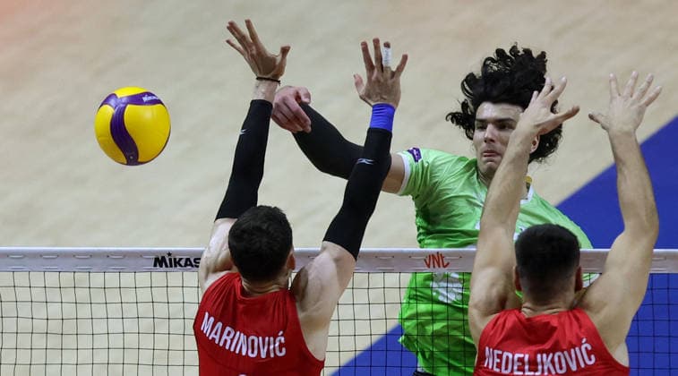 19.07.2026 Beograd Srbija-Slovenija- Liga nacija muska odbojka Nations League men s volleyball Nik Mujakic Slovenija :