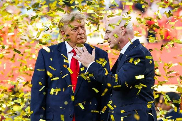 July 19, 2026, East Rutherford, Nj, United States: U.S. President Donald Trump and FIFA President Gianni Infantino during the 2026 FIFA World Cup, WM, Weltmeisterschaft, Fussball final award ceremony at New York New Jersey Stadium, in East Rutherford, United States, on Sunday, July 19, 2026.(Foto: Brazil Photo Press Brazil Photo Press) INTERNATIONAL East Rutherford United States - ZUMAv122 20260719_aap_v122_258 Copyright: xWilliamxVolcovx