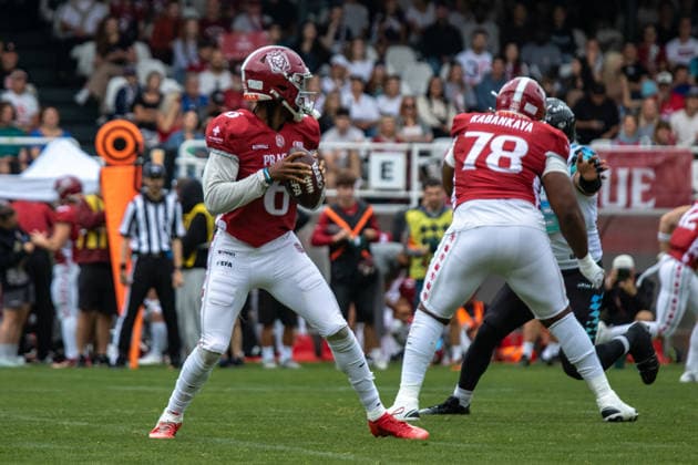 Jaylon Henderson 6, Prague Lions looking for reciever, Prague Lions vs Munich Ravens, American Football, EUROPEAN FOOTBALL ALLIANCE (EFA), Week 10, 2026, 19.07.2026 Praha MÄ›stskÃ½ Stadion Czechia Copyright: xM51x