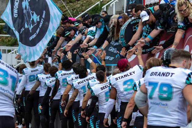 Munich Ravens after win with fans, Prague Lions vs Munich Ravens, American Football, EUROPEAN FOOTBALL ALLIANCE (EFA), Week 10, 2026, 19.07.2026 Praha MÄ›stskÃ½ Stadion Czechia Copyright: xM51x
