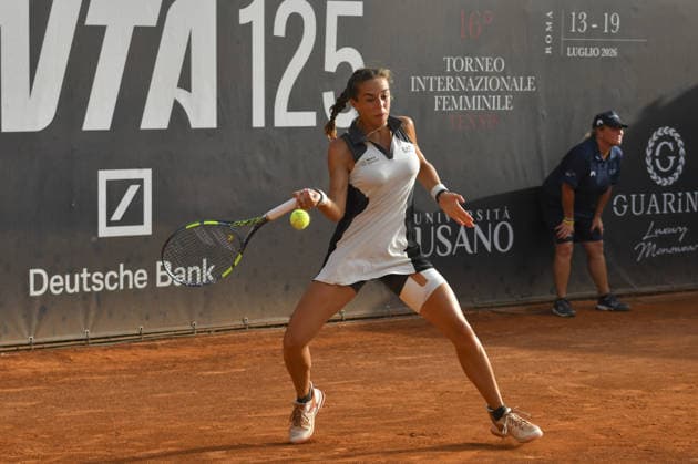 IPA86833620 - Lucia Bronzetti of Italy faces off against Francesca Jones of Great Britain during the final match at the ATV Bancomat Tennis Open WTA, Tennis Damen 125 at the Antico Tiro a Volo Club on July 19, 2026, in Rome, Italy. (Photo by Roberto Bettacchi)  Copyright: xRobertoxBettacchi IPAxSportx xx 86833620