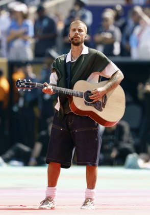 Football: 2026 World Cup Justin Bieber performs during the half-time show of the World Cup football final between Argentina and Spain at New York New Jersey Stadium in East Rutherford, New Jersey, on July 19, 2026.  A14AA0005623843P