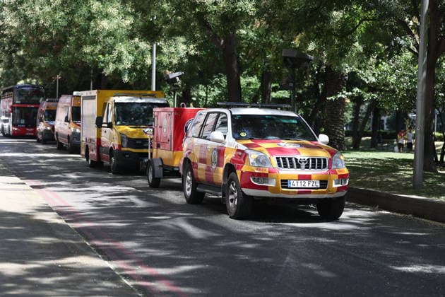 Madrid se prepara para recibir a la Selección Espanola tras la victoria del Mundial de fútbol 2026 Varios vehículos de los Servicios de Emergencias durante los preparativos para la llegada de la Selección Espanola, a 20 de julio de 2026, en Madrid (Espana). La Selección Espanola celebra la conquista de su segunda Copa del Mundo 2026, tras vencer en la final a Argentina, en una rúa cuyo recorrido será desde Moncloa hasta Cibeles. 20 JULIO 2026 Madrid Madrid Espana *** Madrid is preparing to welcome the Spanish National Team following its victory in the 2026 World Cup. Several emergency service vehicles are on hand during preparations for the arrival of the Spanish National Team on July 20, 2026, in Madrid, Spain. The Spanish national team celebrates winning its second 2026 World Cup after defeating Argentina in the final, in a parade that will run from Moncloa to Cibeles on July 20, 2026, in Madrid, Spain.  Copyright: xEduardoxParrax 7677475