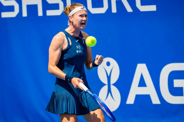Marie Bouzkova of Czech Republic reacts during the WTA, Tennis Damen 250 Livesport Prague Open 2026 tennis tournament match against Jessica Bouzas Maneiro of Spain, on July 20, 2026, in Prague, Czech Republic. (CTKxPhoto VitxSimanek) CTKPhotoP2026072005115  CTKPhotoP2026072005115