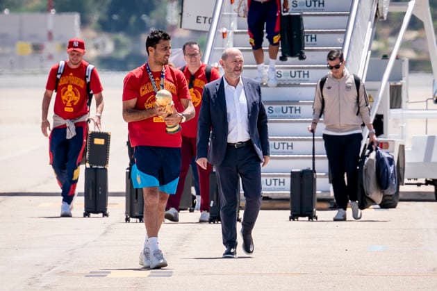 La Selección Espanola llega al aeropuerto de Madrid-Barajas El capitán de la selección espanola, Rodri, y el seleccionador, Luis de la Fuente, selección espanola a su llegada al aeropuerto de Madrid-Barajas, a 20 de julio de 2026, en Madrid (Espana). El combinado espanol se convirtió ayer en campeón del Mundial 2026 de fútbol, tras vencer por 1-0 a Argentina con gol de Ferrán Torres. 20 JULIO 2026 A. Pé Madrid Madrid Espana *** The Spanish National Team Arrives at Madrid-Barajas Airport. Spanish national team captain Rodri and head coach Luis de la Fuente are seen upon the team’s arrival at Madrid-Barajas Airport on July 20, 2026, in Madrid, Spain. The Spanish team became the 2026 World Cup champion yesterday after defeating Argentina 1–0 with a goal by Ferrán Torres. JULY 20, 2026, in Madrid, Spain  Copyright: xA.xPÃ rezxMecax 7677556