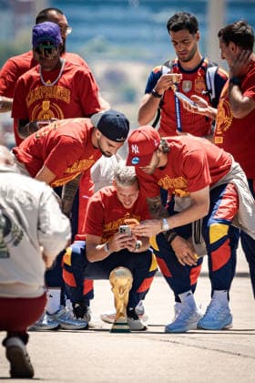 Spain return home with FIFA World Cup, WM, Weltmeisterschaft, Fussball trophy MADRID, SPAIN - JULY 20: Royal Spanish Football Federation President Rafael Louzan, Spain head coach Luis de la Fuente and captain Rodri arrive with the FIFA World Cup trophy at Adolfo Suarez Madrid-Barajas Airport, after Spain defeated Argentina in the 2026 FIFA World Cup final, in Madrid, Spain, July 20, 2026. Diego Radames Anadolu Madrid Spain. Editorial use only. Please get in touch for any other usage.  Copyright: x2026xAnadoluxDiegoxRadamesx