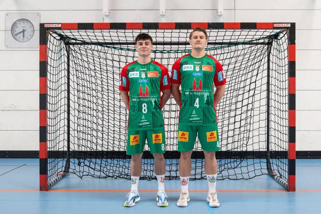 20.07.2026, xgox, Handball - Opel HBL SC Magdeburg - Fototermin Saison 2026 27 emspor, v.l. Tim Thielicke (Magdeburg, 8), Malte Elze (Magdeburg, 4) Magdeburg *** July 20, 2026, xgox, Opel HBL SC Magdeburg Handball Photo Op for the 2026–27 Season, emspor, from left: Tim Thielicke (Magdeburg), 8, Malte Elze (Magdeburg), 4 (Magdeburg)