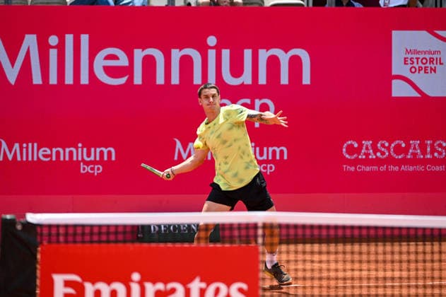 July 20, 2026, Lisbon, Lisbon, Portugal: CAMILO UGO CARABELLI in action during the Round of 32 at the Millennium Estoril Open ATP, Tennis Herren tennis tournament at Clube de Tenis do Estoril. Lisbon Portugal - ZUMAr238 0862186643st Copyright: xRicardoxRochax