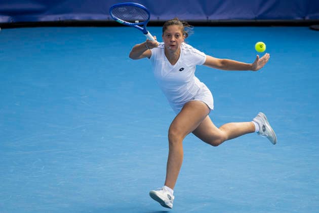 Antonia Ruzic of Croatia returns a ball to Dominika Salkova of Czech Republic during the women s WTA, Tennis Damen 250 Livesport Prague Open 2026 tennis tournament match, on July 20, 2026, in Prague, Czech Republic. (CTKxPhoto MichalxKamaryt) CTKPhotoP2026072006543  CTKPhotoP2026072006543