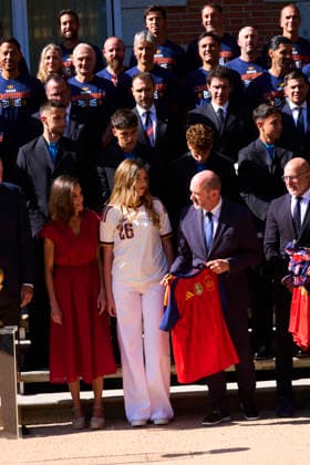 Spanish Royals Receive National Football Team Following World Cup Win Queen Letizia of Spain, Crown Princess Leonor, Princess Sofia receive National Football Team Following World Cup Win at Zarzuela Palace on July 20, 2026 in Madrid, Spain Photo by IMAGO MPG Madrid Zarzuela Palace Madrid Spain  Copyright: xMPGx