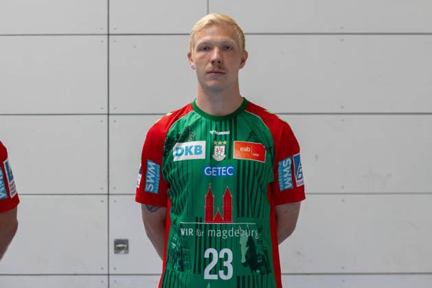20.07.2026, xtgx, Handball, Opel HBL, SC Magdeburg Media Day v.l. Magnus Saugstrup (Magdeburg, 23) Portrait, Portraet, Einzelbild Magdeburg *** July 20, 2026, xtgx, Handball, Opel HBL, SC Magdeburg Media Day, from left: Magnus Saugstrup, Magdeburg, 23, portrait, single image, Magdeburg