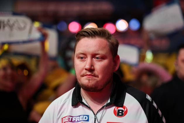 RECORD DATE NOT STATED 20th July 2026, Winter Gardens, Blackpool, Lancashire, England; 2026 Betfred World Matchplay Darts, Day Three; Martin Schindler during his walk on AidanxHunter