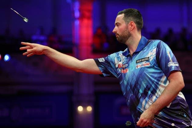 RECORD DATE NOT STATED 20th July 2026, Winter Gardens, Blackpool, Lancashire, England; 2026 Betfred World Matchplay Darts, Day Three; Luke Humphries in action at the oche during his game against Cameron Menzies AidanxHunter