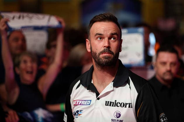 RECORD DATE NOT STATED 20th July 2026, Winter Gardens, Blackpool, Lancashire, England; 2026 Betfred World Matchplay Darts, Day Three; Ross Smith during his walk on AidanxHunter