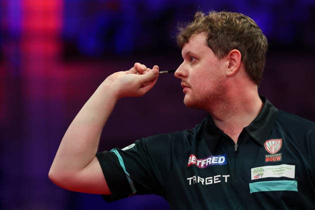 RECORD DATE NOT STATED 20th July 2026, Winter Gardens, Blackpool, Lancashire, England; 2026 Betfred World Matchplay Darts, Day Three; Kevin Doets in action at the oche during his game against Ross Smith AidanxHunter
