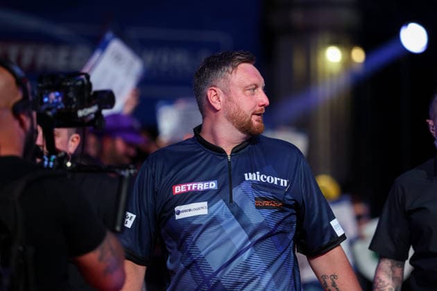 RECORD DATE NOT STATED 20th July 2026, Winter Gardens, Blackpool, Lancashire, England; 2026 Betfred World Matchplay Darts, Day Three; Cameron Menzies during his walk on AidanxHunter