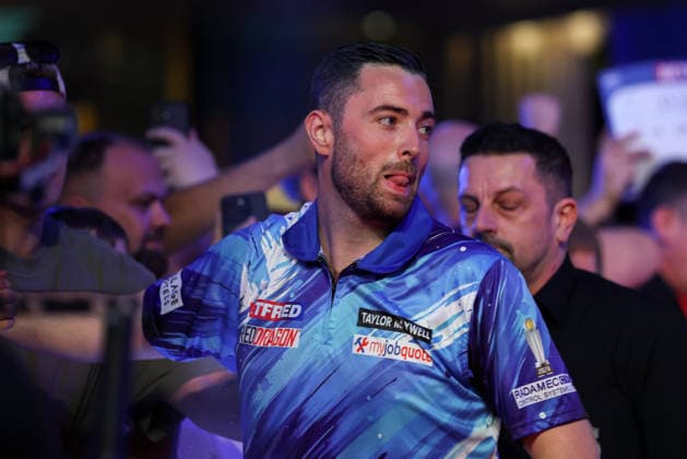 RECORD DATE NOT STATED 20th July 2026, Winter Gardens, Blackpool, Lancashire, England; 2026 Betfred World Matchplay Darts, Day Three; Luke Humphries during his walk on AidanxHunter
